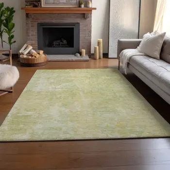 9' X 12' Gold And Ivory Abstract Washable Area Rug With UV Protection