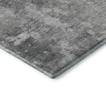 5' X 8' Gray And Ivory Abstract Washable Area Rug With UV Protection