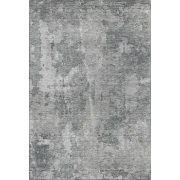 10' X 14' Gray And Ivory Abstract Washable Area Rug With UV Protection