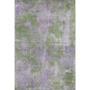 3' X 5' Green And Ivory Abstract Washable Area Rug With UV Protection