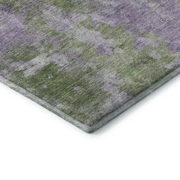 5' X 8' Green And Ivory Abstract Washable Area Rug With UV Protection