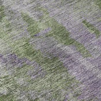 5' X 8' Green And Ivory Abstract Washable Area Rug With UV Protection