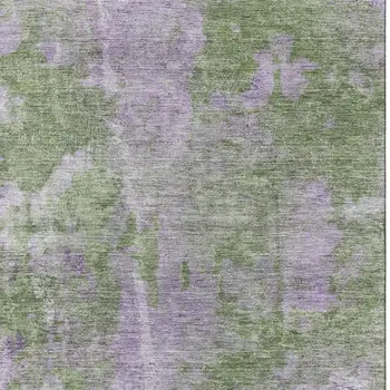 5' X 8' Green And Ivory Abstract Washable Area Rug With UV Protection