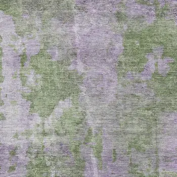 8' X 10' Green And Ivory Abstract Washable Area Rug With UV Protection