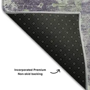 3' X 5' Purple And Ivory Abstract Washable Area Rug With UV Protection
