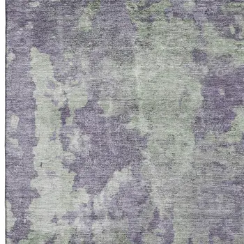 5' X 8' Purple And Ivory Abstract Washable Area Rug With UV Protection