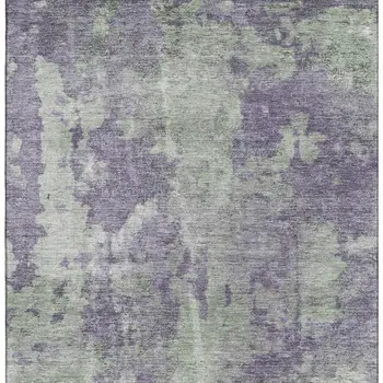 5' X 8' Purple And Ivory Abstract Washable Area Rug With UV Protection