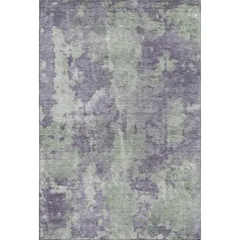 9' X 12' Purple And Ivory Abstract Washable Area Rug With UV Protection