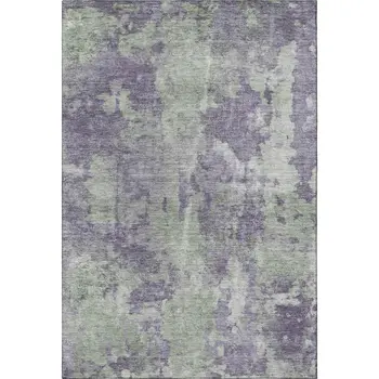 10' X 14' Purple And Ivory Abstract Washable Area Rug With UV Protection