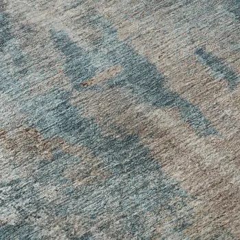 10' X 14' Teal And Ivory Abstract Washable Area Rug With UV Protection
