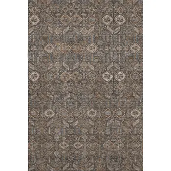 8' X 10' Chocolate And Gray Tribal Washable Area Rug With UV Protection