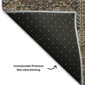 9' X 12' Chocolate And Gray Tribal Washable Area Rug With UV Protection