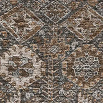 9' X 12' Chocolate And Gray Tribal Washable Area Rug With UV Protection