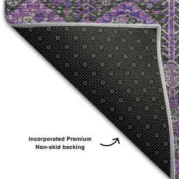 3' X 5' Purple And Ivory Tribal Washable Area Rug With UV Protection