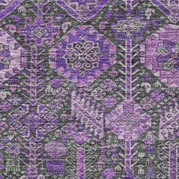 8' X 10' Purple And Ivory Tribal Washable Area Rug With UV Protection