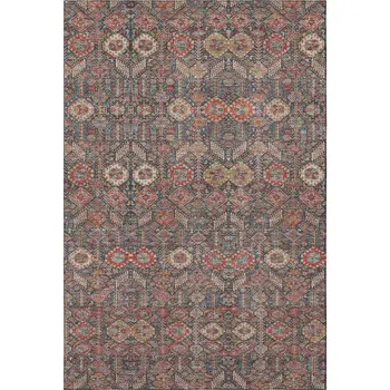 3' X 5' Red Gold And Gray Tribal Washable Area Rug With UV Protection