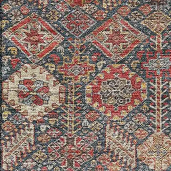 5' X 8' Red Gold And Gray Tribal Washable Area Rug With UV Protection