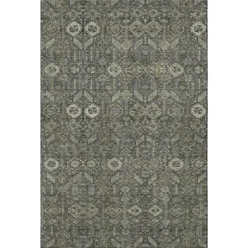 9' X 12' Taupe And Gray Tribal Washable Area Rug With UV Protection