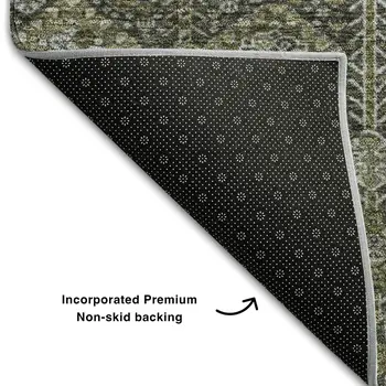 9' X 12' Taupe And Gray Tribal Washable Area Rug With UV Protection