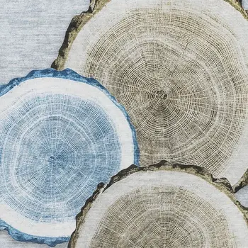 9' X 12' Blue Brown And Ivory Woodland Lodge Washable Area Rug With UV Protection