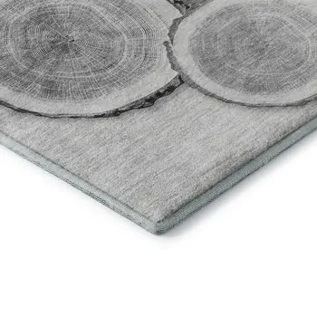 3' X 5' Gray And Ivory Woodland Lodge Washable Area Rug With UV Protection