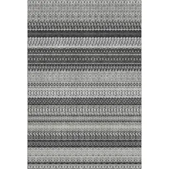 3' X 5' Black And Ivory Striped Washable Area Rug With UV Protection