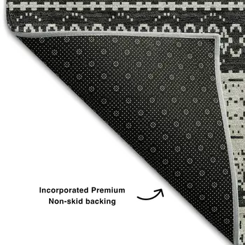 3' X 5' Black And Ivory Striped Washable Area Rug With UV Protection