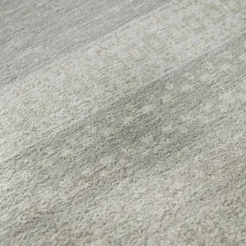 9' X 12' Ivory And Beige Striped Washable Area Rug With UV Protection