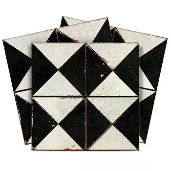 5" x 5" Black Vinyl Arabesque Peel And Stick Removable Tiles