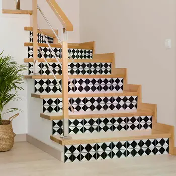 7" x 7" Black Vinyl Arabesque Peel And Stick Removable Tiles