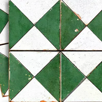 8" x 8" Green Vinyl Arabesque Peel And Stick Removable Tiles