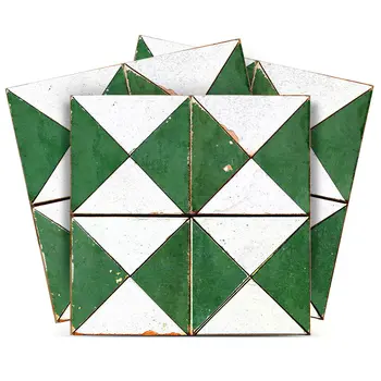 8" x 8" Green Vinyl Arabesque Peel And Stick Removable Tiles