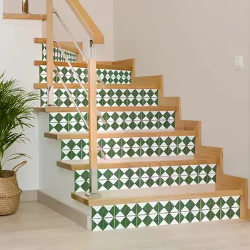 8" x 8" Green Vinyl Arabesque Peel And Stick Removable Tiles