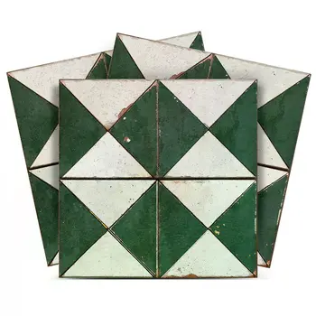 8" x 8" Green Vinyl Arabesque Peel And Stick Removable Tiles