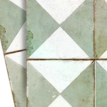 4" x 4" Green Vinyl Arabesque Peel And Stick Removable Tiles