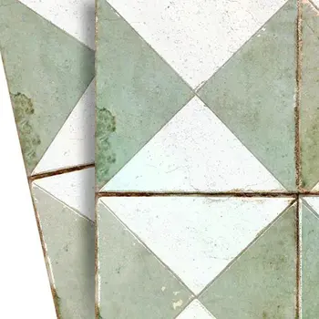 5" x 5" Green Vinyl Arabesque Peel And Stick Removable Tiles