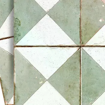 6" x 6" Green Vinyl Arabesque Peel And Stick Removable Tiles