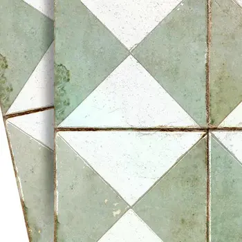 8" x 8" Green Vinyl Arabesque Peel And Stick Removable Tiles