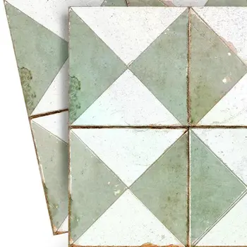 8" x 8" Green Vinyl Arabesque Peel And Stick Removable Tiles