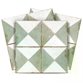 8" x 8" Green Vinyl Arabesque Peel And Stick Removable Tiles