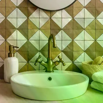 4" x 4" Brown Vinyl Arabesque Peel And Stick Removable Tiles