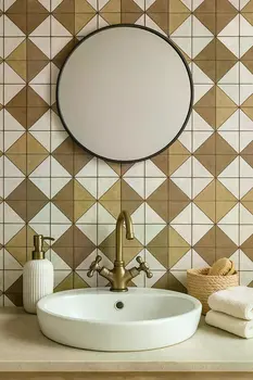 7" x 7" Brown Vinyl Arabesque Peel And Stick Removable Tiles