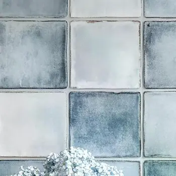 4" x 4" Blue Vinyl Arabesque Peel And Stick Removable Tiles