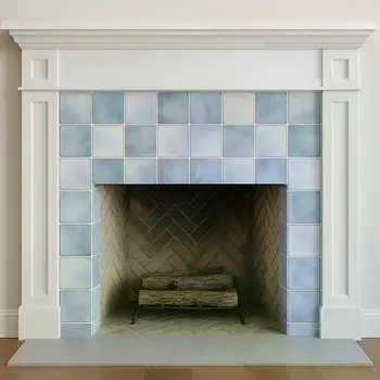 5" x 5" Blue Vinyl Arabesque Peel And Stick Removable Tiles