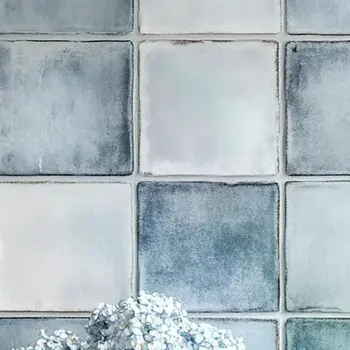 8" x 8" Blue Vinyl Arabesque Peel And Stick Removable Tiles