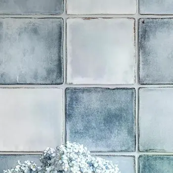 12" x 12" Blue Vinyl Arabesque Peel And Stick Removable Tiles