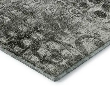 3' X 5' Charcoal And Gray Ikat Washable Area Rug With UV Protection