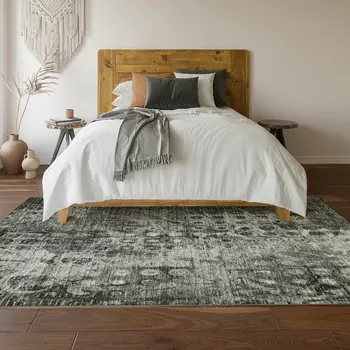 3' X 5' Charcoal And Gray Ikat Washable Area Rug With UV Protection