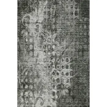 10' X 14' Charcoal And Gray Ikat Washable Area Rug With UV Protection