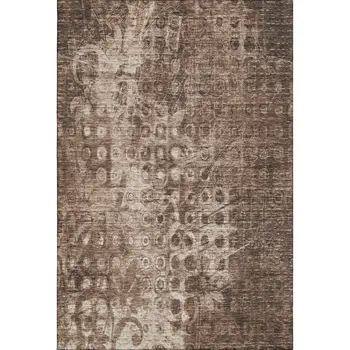 5' X 8' Chocolate And Beige Ikat Washable Area Rug With UV Protection
